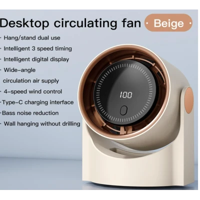 Mini Ventilator smart cu display digital si flux de aer puternic de birou compact reglabil si silentios