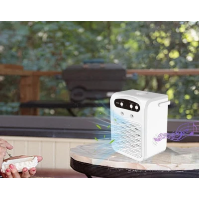 Mini Racitor de aer portabil 3 in 1 ventilator racire bluetooth si umidificator compact si silentios