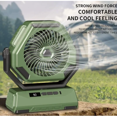 Ventilator portabil de camping USB 20000mAh 4 viteze 3 moduri de iluminare rotatie 270