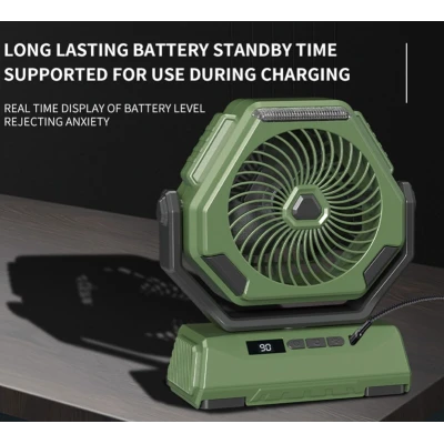 Ventilator portabil de camping USB 20000mAh 4 viteze 3 moduri de iluminare rotatie 270
