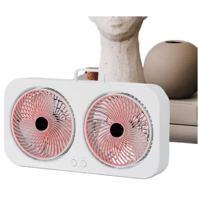 Ventilator dublu portabil USB cu 2 capete flux de aer puternic silentios cu maner
