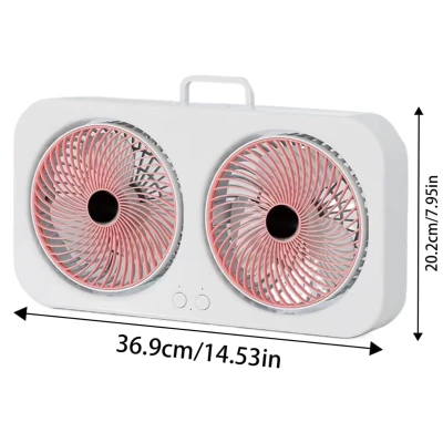 Ventilator dublu portabil USB cu 2 capete flux de aer puternic silentios cu maner