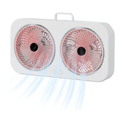 Ventilator dublu portabil USB cu 2 capete flux de aer puternic silentios cu maner