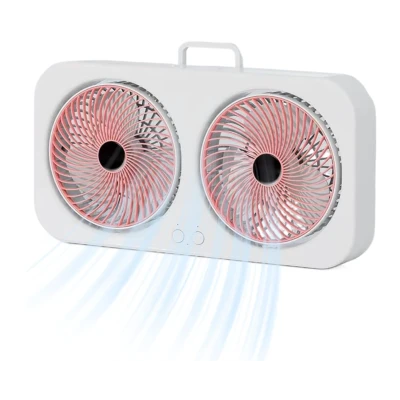 Ventilator dublu portabil USB cu 2 capete flux de aer puternic silentios cu maner