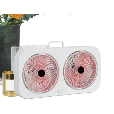 Ventilator dublu portabil USB cu 2 capete flux de aer puternic silentios cu maner