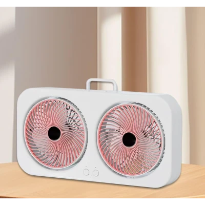 Ventilator dublu portabil USB cu 2 capete flux de aer puternic silentios cu maner