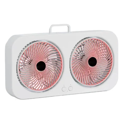 Ventilator dublu portabil USB cu 2 capete flux de aer puternic silentios cu maner