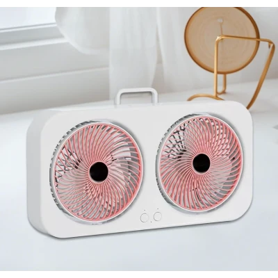 Ventilator dublu portabil USB cu 2 capete flux de aer puternic silentios cu maner