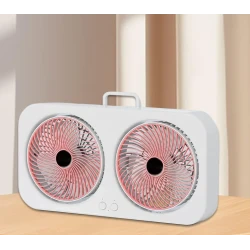 Ventilator dublu portabil USB cu 2 capete flux de aer puternic silentios cu maner