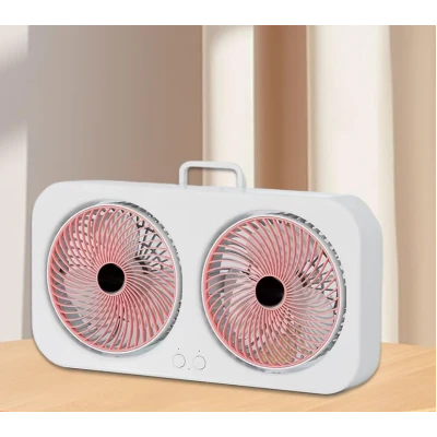 Ventilator dublu portabil USB cu 2 capete flux de aer puternic silentios cu maner