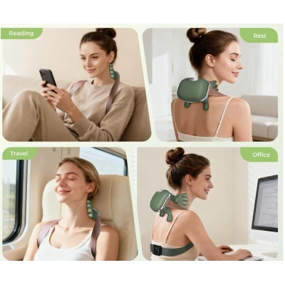 Aparat de masaj cervical 3 niveluri de masaj verde tip mana