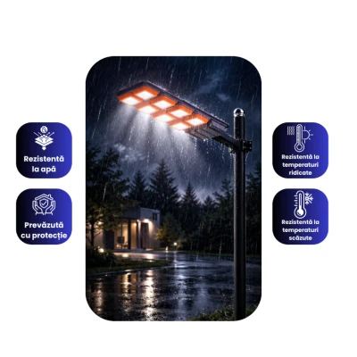 UB Lampa solara stradala premium LED 3000W IP66 puternica 6 casete
