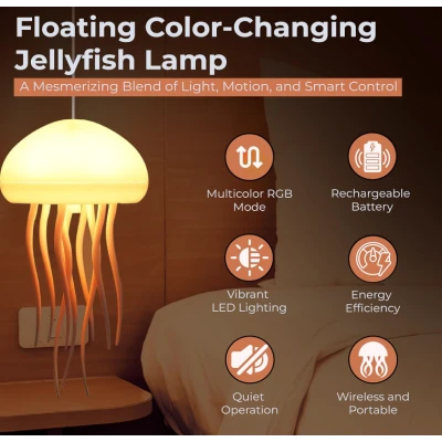 Lampa LED tip meduza RGB cu efect dinamic lumina ambientala schimbare culori reincarcabila