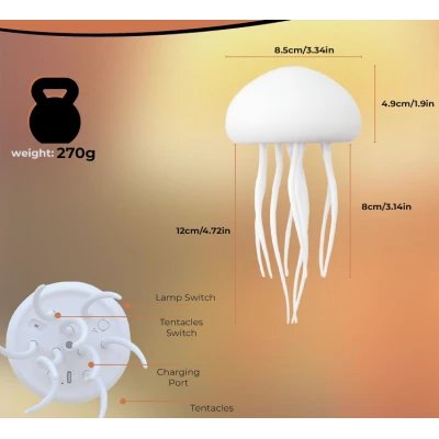 Lampa LED tip meduza RGB cu efect dinamic lumina ambientala schimbare culori reincarcabila