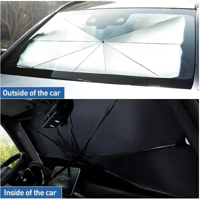 Parasolar pliabil tip umbrela pentru parbrizul masinii 140x79