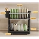 Suport de vase multifuncțional cu 2 niveluri cu tava de scurgere 33x24x30.5 cm