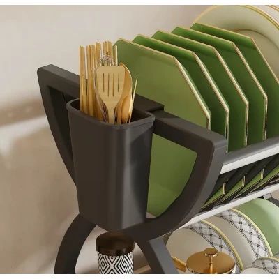 Suport de vase multifuncțional cu 2 niveluri cu tava de scurgere 33x24x30.5 cm