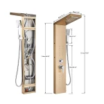 Panel dus iluminare Led 5 functii Cascada Ploaie tropicala dus de mana otel inoxidabil Auriu lucios Aurora