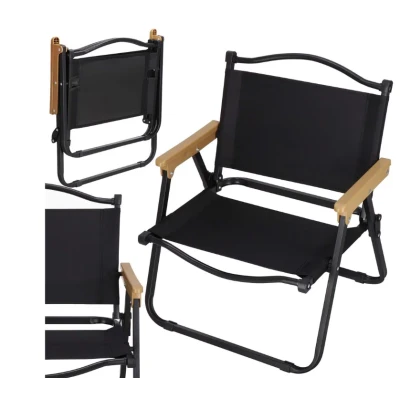 Set 2 scaune metalice plabile pentru gradina camping sau plaja negre