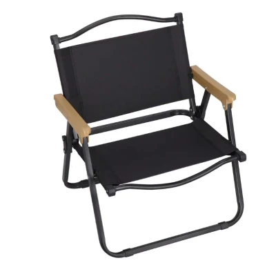 Set 2 scaune metalice plabile pentru gradina camping sau plaja negre