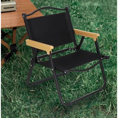 Set 2 scaune metalice plabile pentru gradina camping sau plaja negre