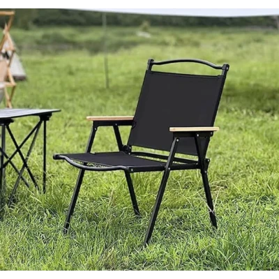 Set 2 scaune metalice plabile pentru gradina camping sau plaja negre