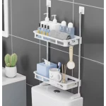 Raft de baie pentru depozitare multifunctional din metal si plastic cu 2 polite dimensiuni 58 x30cm
