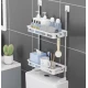 Raft de baie pentru depozitare multifunctional din metal si plastic cu 2 polite dimensiuni 58 x30cm