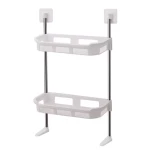Raft de baie pentru depozitare multifunctional din metal si plastic cu 2 polite dimensiuni 58 x30cm
