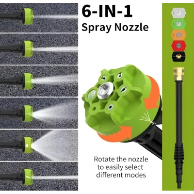 Aparat de spalat cu presiune portabil fara fir putere 300W cu 1 acumulator 48V verde