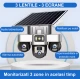 Camera de supraveghere tripla cu panou solar SIM 4G 18MP Full HD 3 zone supravegheate simultan Vedere nocturna