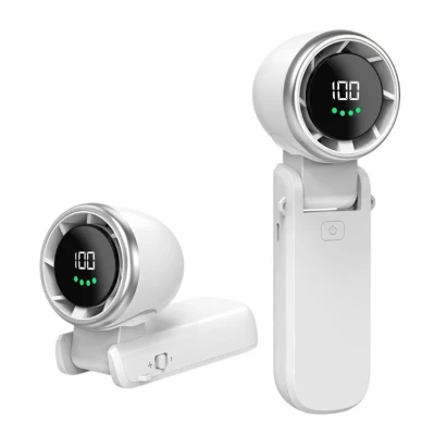 Mini Ventilator premium 6 trepte de viteza cu display LED portabil alimentare Type C ALB