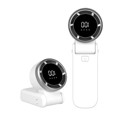 Mini Ventilator premium 6 trepte de viteza cu display LED portabil alimentare Type C ALB