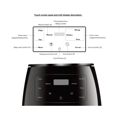 Friteuza cu aer cald Air Fryer 2400W capacitate 6L  afisaj digital LCD Touch control