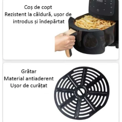 Friteuza cu aer cald Air Fryer 2400W capacitate 6L  afisaj digital LCD Touch control