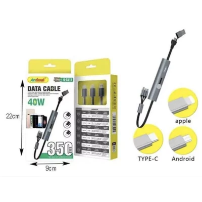 Cablu de incarcare si transfer de date Andowl 6 in 1 cu cablu Micro iOS TypeC incorporat Q SJ11