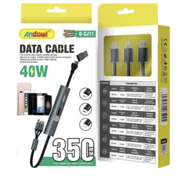 Cablu de incarcare si transfer de date Andowl 6 in 1 cu cablu Micro iOS TypeC incorporat Q SJ11
