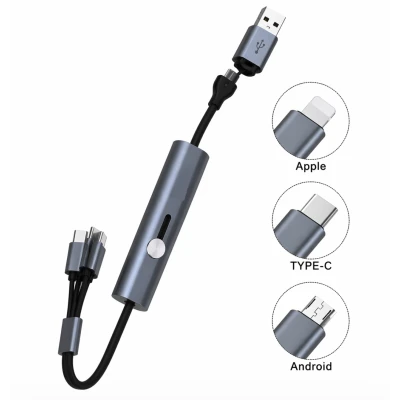 Cablu de incarcare si transfer de date Andowl 6 in 1 cu cablu Micro iOS TypeC incorporat Q SJ11