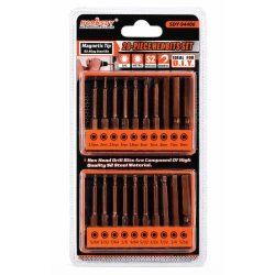 Set biti hexagonali 20 piese HORUSDY S2 magnetici metric si inch pentru bormasina/surubelnita