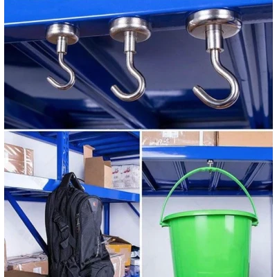 Set 4 carlige magnetice HORUSDY 35 mm 8 lbs suport metalic cu prindere puternica