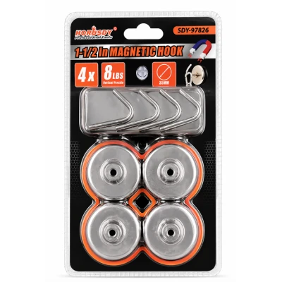 Set 4 carlige magnetice HORUSDY 35 mm 8 lbs suport metalic cu prindere puternica