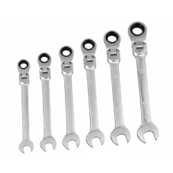 Set chei fixe cu clichet si cap flexibil DISEN TOOLS 6 piese 10/19 mm otel