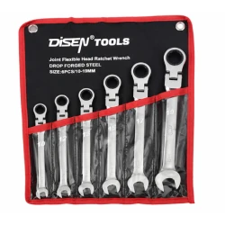 Set chei fixe cu clichet si cap flexibil DISEN TOOLS 6 piese 10/19 mm otel