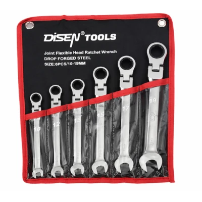 Set chei fixe cu clichet si cap flexibil DISEN TOOLS 6 piese 10/19 mm otel