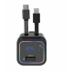Incarcator auto rapid Q9 putere 120W cu 2 cabluri retractabile si port USB negru