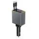 Incarcator auto 4 in 1 putere 120W M38 USB + USB C + cabluri integrate Type C si Lightning afișaj LED
