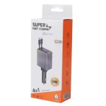 Incarcator auto 4 in 1 putere 120W M38 USB + USB C + cabluri integrate Type C si Lightning afișaj LED