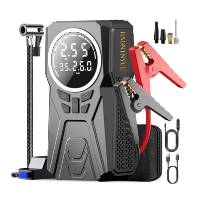 Compresor auto portabil tip robot pornire (Jump Starter) Power Bank 6000mAh Pompa Digitala 150 PSI si Lanterna