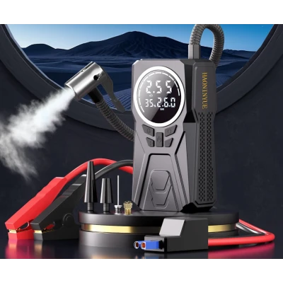 Compresor auto portabil tip robot pornire (Jump Starter) Power Bank 6000mAh Pompa Digitala 150 PSI si Lanterna