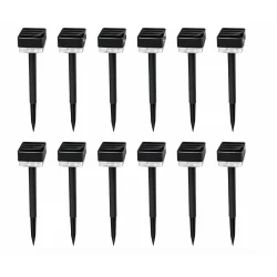 Set 12 Lampi solare LED pentru gradina Cap Patrat cu picior 30cm